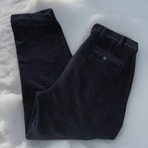 Jos A Bank Corduroy Pants Men 38x30 Black Heavy Cuffed Preppy Well Made